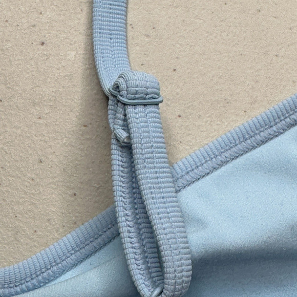 L*Space Soren Top Sky Blue Women Small NWT Ribbed Ruched Front Adjustable Straps - Picture 7 of 10